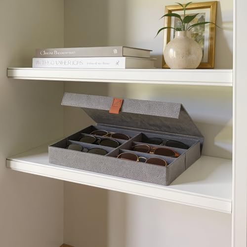 ZICOTO Beautiful Sunglass Storage Organizer For 8 Pairs - Stylish Case/Holder Displays Your Glasses And Protects From Dust