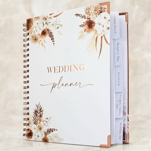 Beautiful Boho Wedding Planner Book and Organizer - Enhance Excitement and Makes Your Countdown Planning Easy - Unique Engagement Gift for Newly Engaged Couples, Future Brides and Grooms