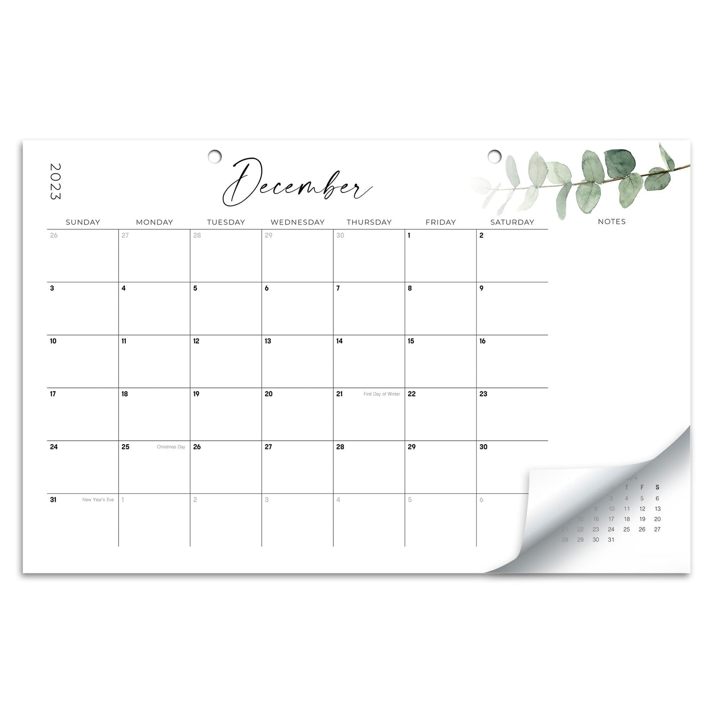 Aesthetic Modern Greenery Desk Calendar - Runs Until July 2024-17"x11" Desktop/Wall Calendar for Easy Organizing - Incl. 2023