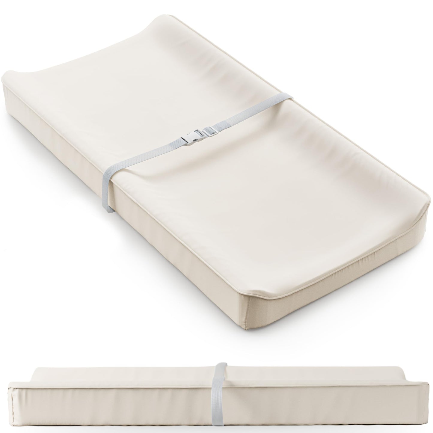 Soft Baby Diaper Changing Pad with Cotton Cover - Waterproof Changing Table Topper with Washable Cover and Safety Straps Fits All Standard Dressers - The Perfect Pad for Your Baby Girl or Boy