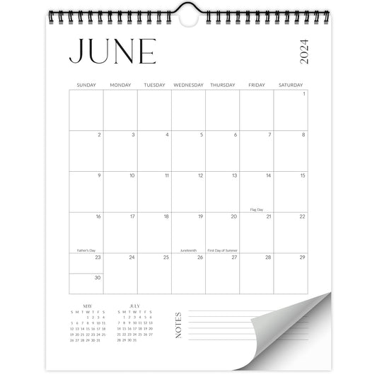 Minimalistic Black and White Wall Calendar - Runs from June 2024 until December 2025 - 14.5"x11.5" Office Wall Calendar for Easy Organizing