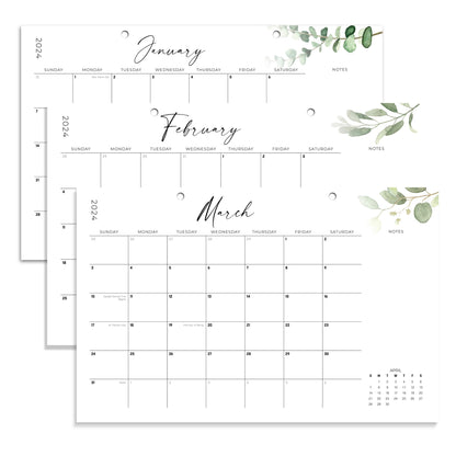 Aesthetic Greenery 2024 Desk Calendar - Runs From June 2023 Until December 2024-2023-2024 Desktop/Wall Calendar 17"x11" for Easy Organizing