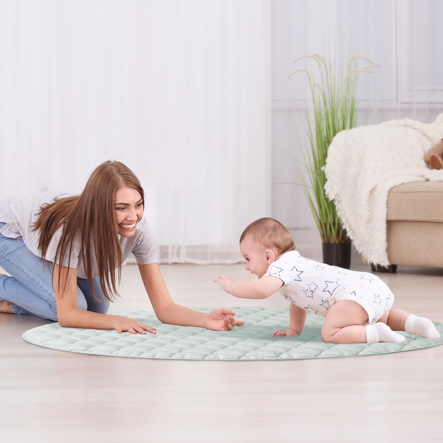 Stylish Baby Play Mat - Soft Cotton Crawling Mat Creates a Great Play Gym Area for Your Baby Boy or Girl - The Perfect Foldable Tummy Time Floor Playmat That Fits Nicely with Any Kids Playroom Decor