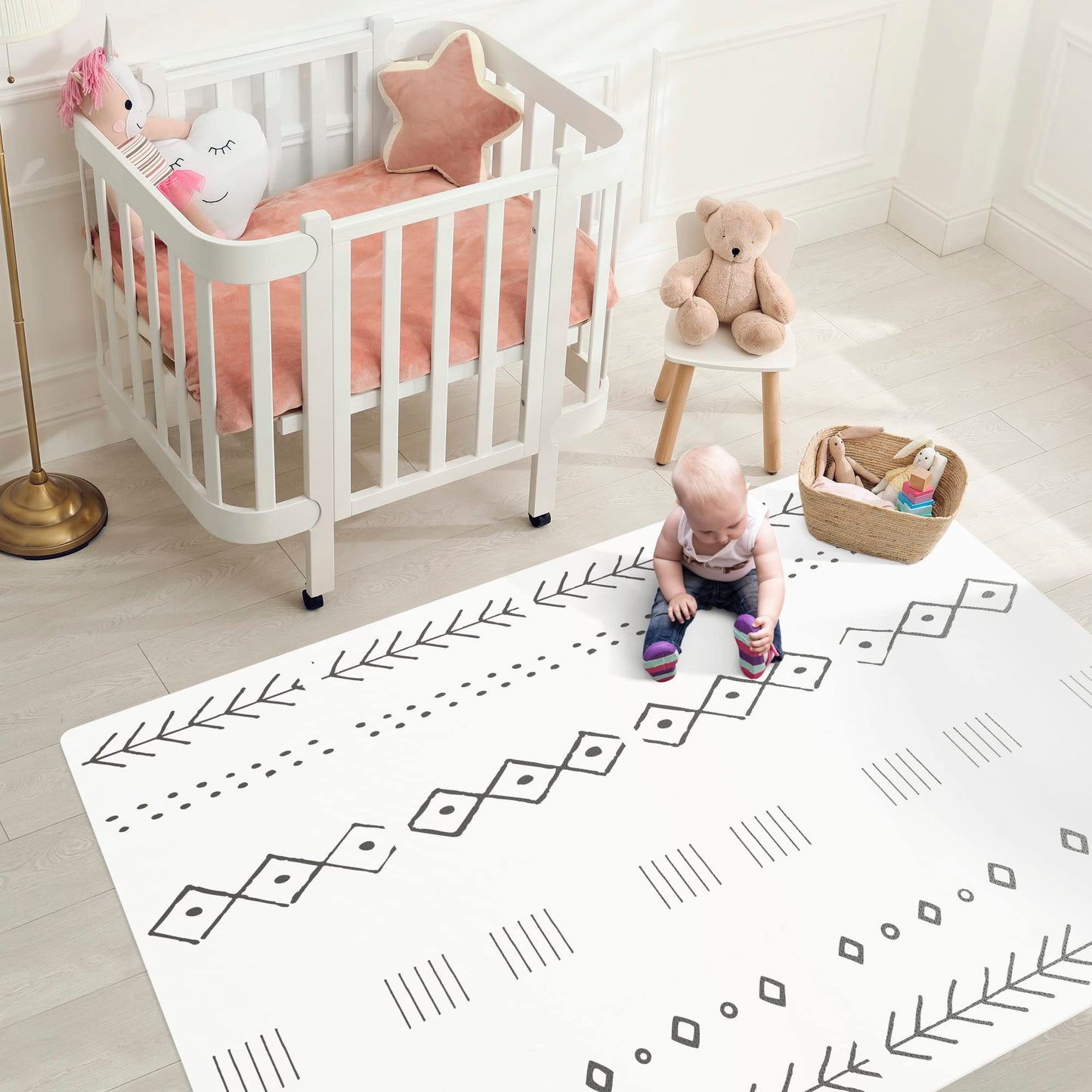 Stylish Baby Play Mat for Your Baby Boy or Girl - Large and Soft Floor Mat Creates A Safe Play Area for Little Ones - A Beautiful Playmat Made of Soft Foam Tiles Fits Nicely As A Kids Playroom Rug