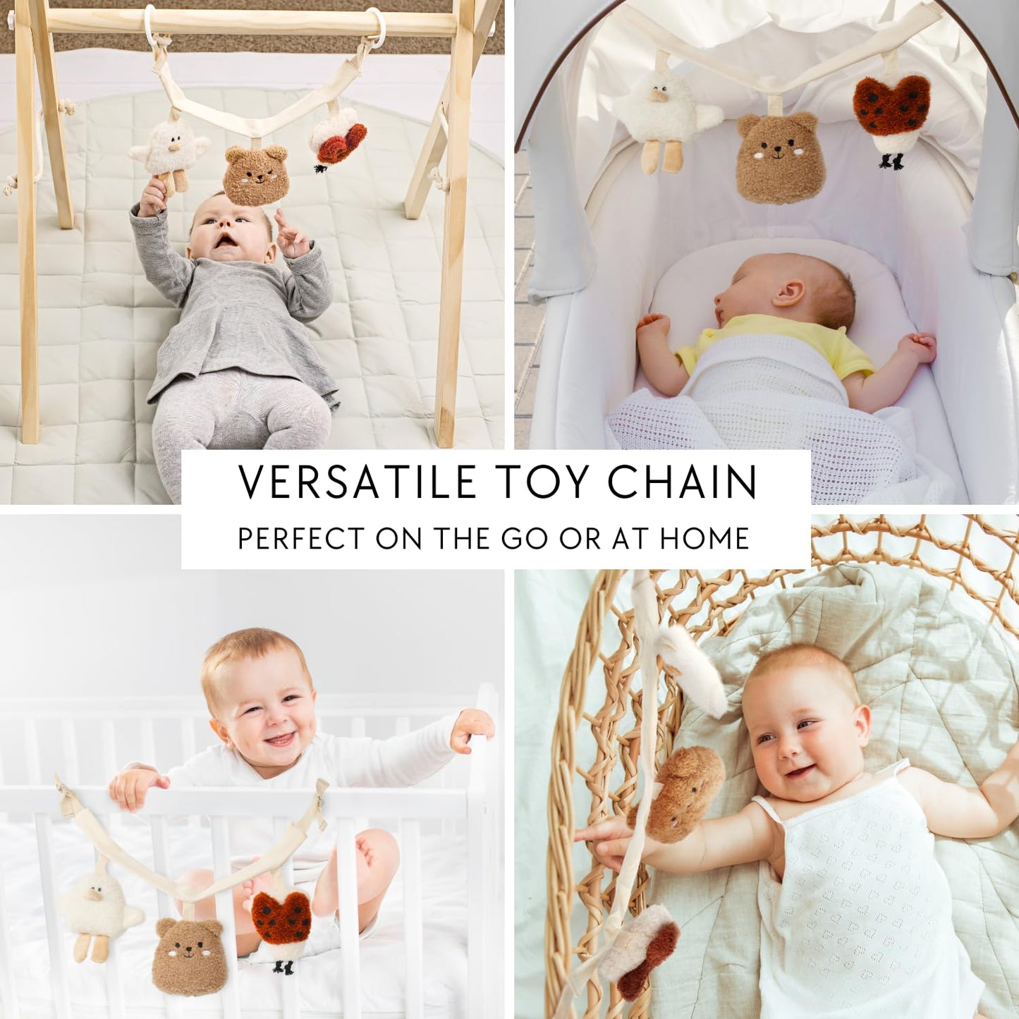 ZICOTO Hanging Car Seat Toy Chain for Babies 0-6 Months - Beautiful Carseat Or Stroller Entertainment Toy with Rattles Makes a Great Soft Sensory Gift for Newborns/Infants