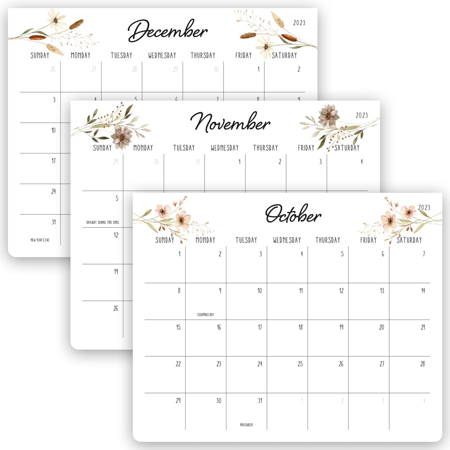 Beautiful 2023 Magnetic Fridge Calendar Set 3 - Runs Until June 2024 - The Perfect Weekly/Monthly Calendar And Notepad With Floral Designs for Easy Organizing