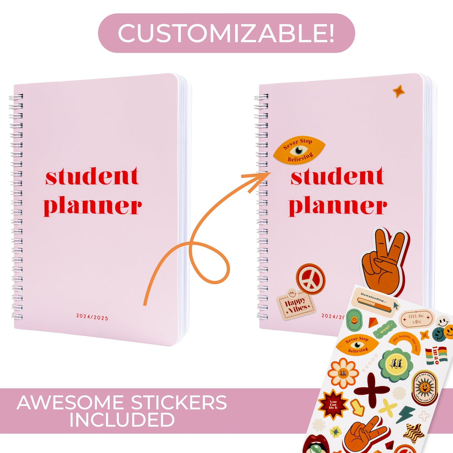Aesthetic 2025 Student Planner To Stay Organized - A Beautiful 8.5" x 5.5" Planner for Middle and High School Students with Weekly & Monthly Spreads For The 24-25 Academic Year