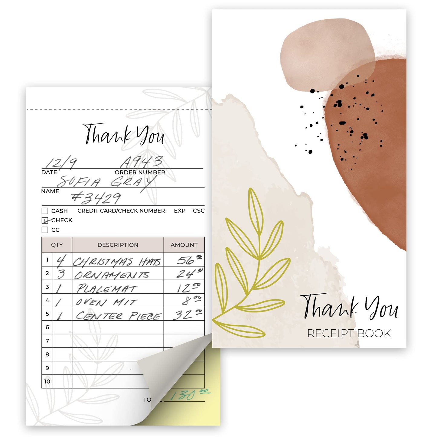 Beautiful Abstract Thank You Receipt Book for Small Businesses - Aesthetic and Easy to Use Receipt Pad - The Perfect Business Supplies That Helps You and Your Happy Clients to Stay Organized
