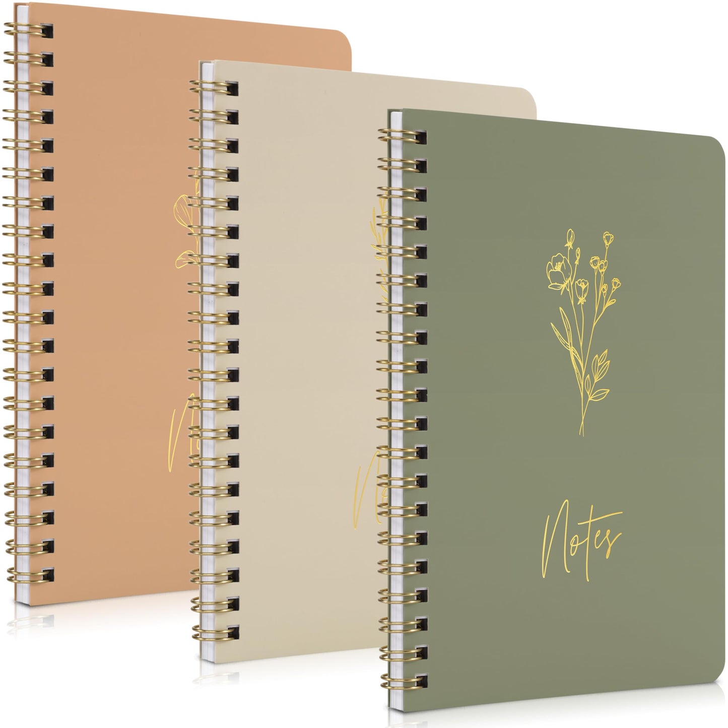 ZICOTO Aesthetic Spiral Notebook Set of 3 For Women - Cute College Ruled 8x6 Journal/Notebook with Large Pockets And Lined Pages - Perfect Supplies to Stay Organized at Work or School