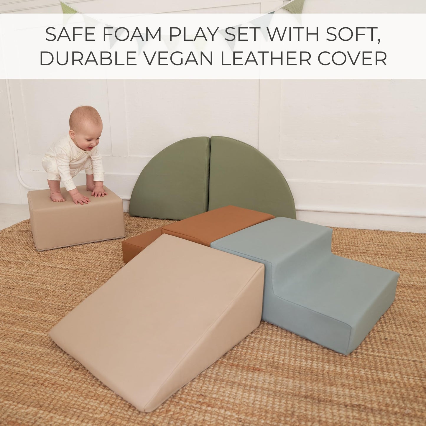 ZICOTO Fun Climbing Toy Set for Toddlers Aged 1-3 - Incl. Crawl Through Tunnel & PU-Leather Climbing Blocks for Unlimited Indoor Fun - Perfect Foam Play Gym for Baby/Kids to Safely Learn New Skills