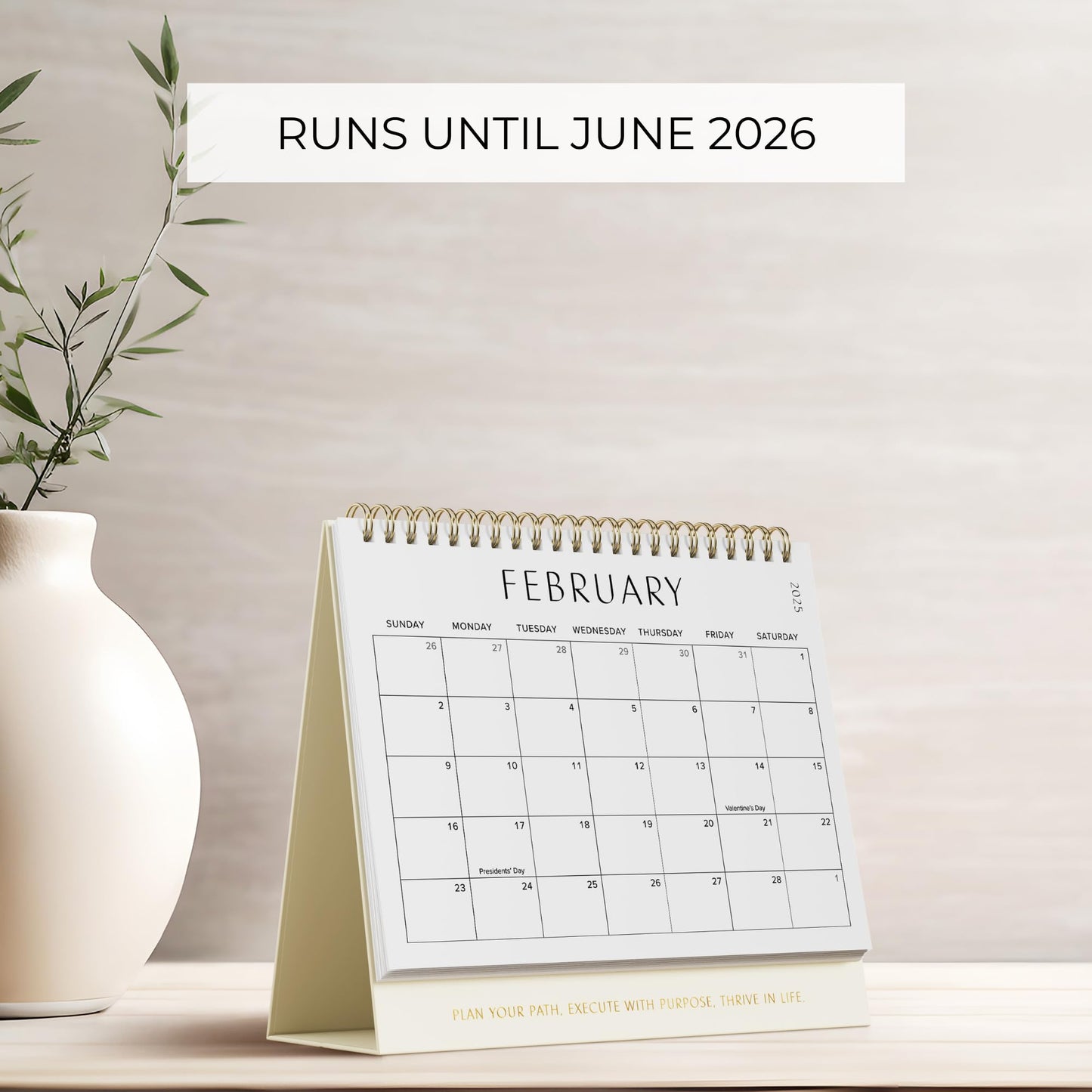 Aesthetic Desk Calendar 2025-2026 - Runs from January 2025 until June 2026 - Beautiful Small Flip Desktop Calendar for Easy Organizing