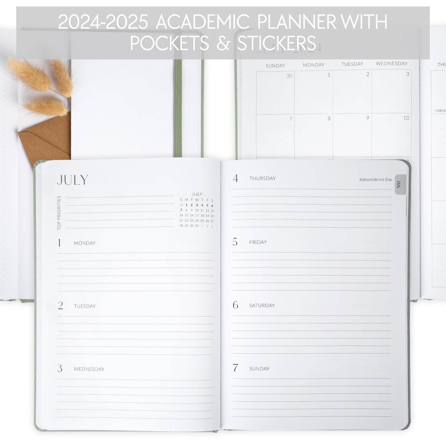 Beautiful 2024-2025 Academic Planner - A 6.7" x 9.7" Daily Planner for Women or Men with Weekly & Monthly Spreads For The 24-25 School Year - Runs From July 2024 - June 2025