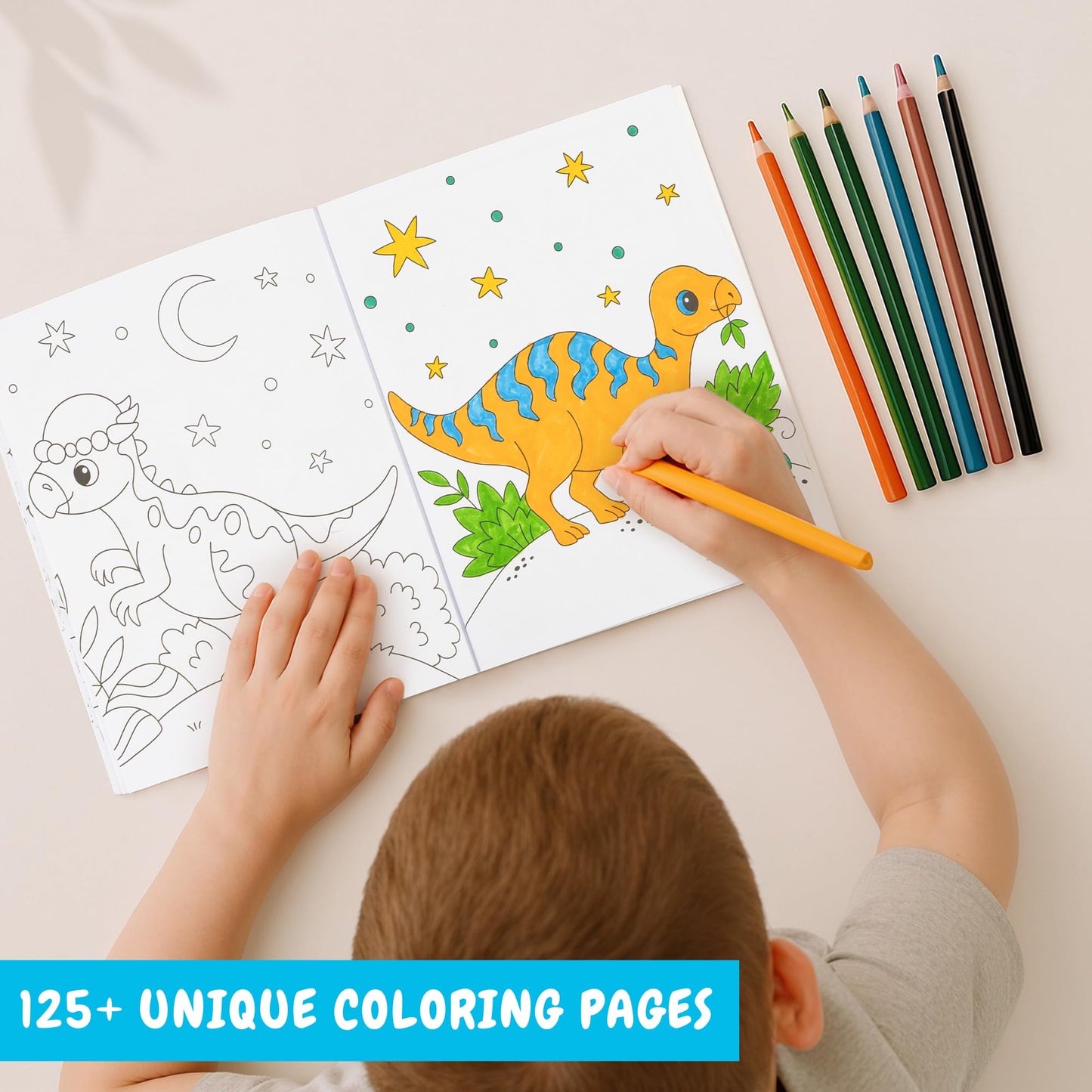 Fun Coloring Books for Kids Set of 3 - Exciting Dinosaur, Space & Trucks Coloring Book for Boys Ages 4-8 - Easy to Color Gift for Your Creative Little One