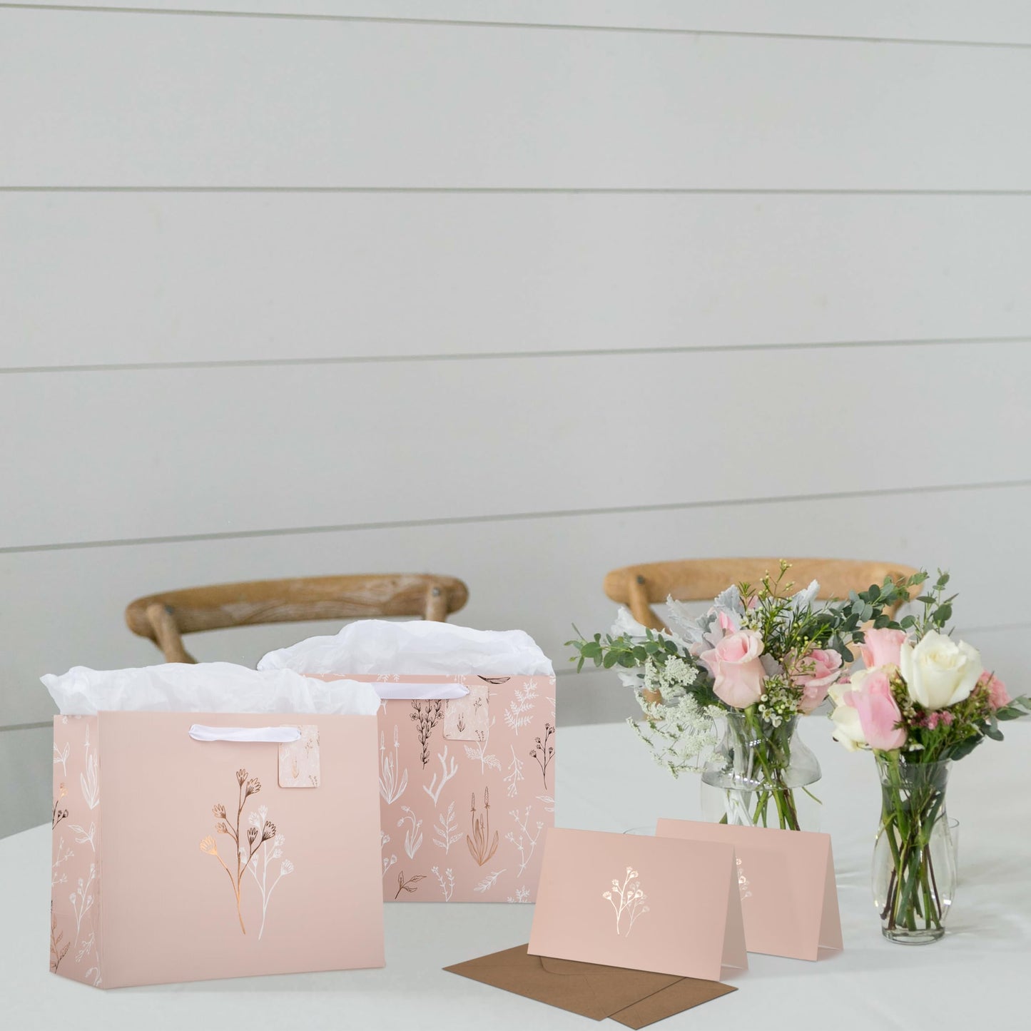 Beautiful Gift Bags Set of 2 - Large 13" Bags with Handles incl. Matching Tissue Paper, Cards & Stickers - Reusable and Perfect For Presents of Any Birthday, Weddings, Mothers Day & Special Occasion