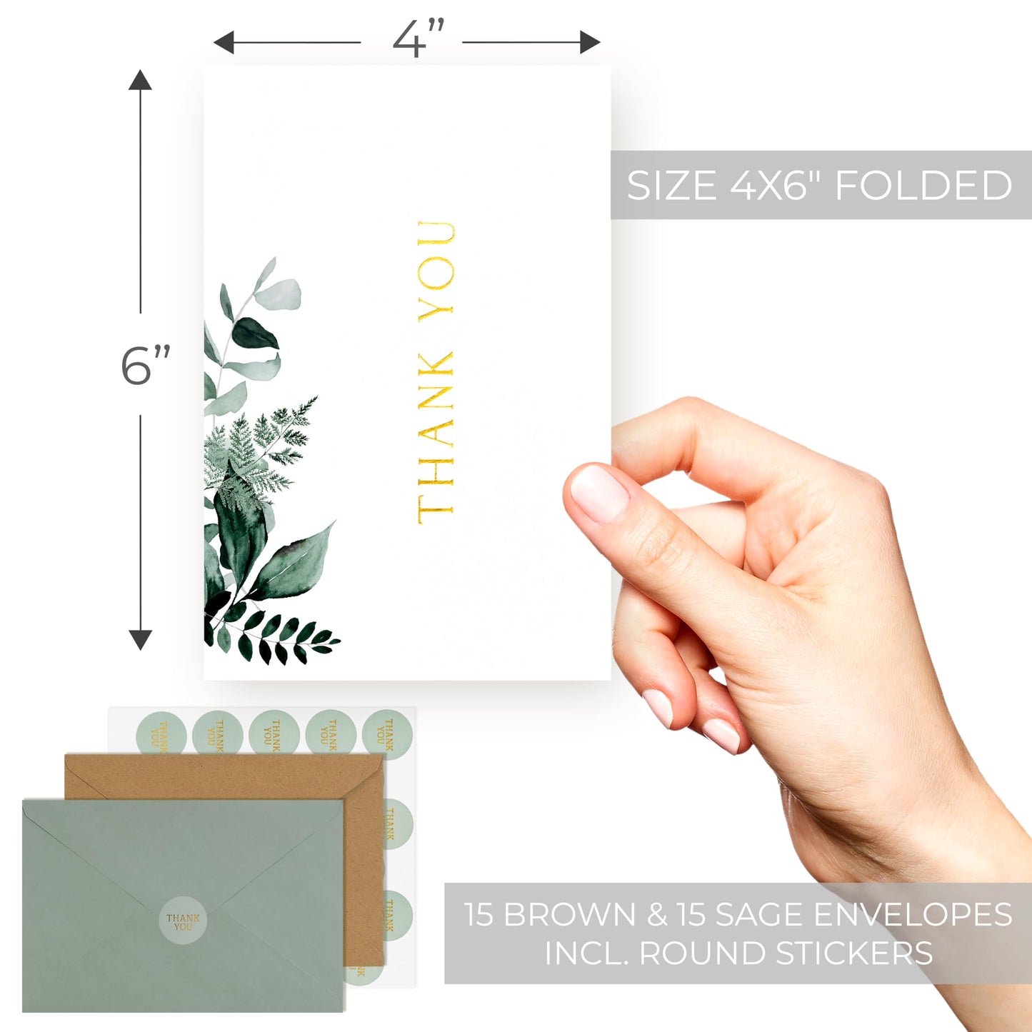 ZICOTO Beautiful Thank You Card Set - 20 Elegant Blank Cards with Envelopes & Stickers - Ideal for Weddings, Business, Baby Showers & More - Premium Bulk Stationery for All Occasions