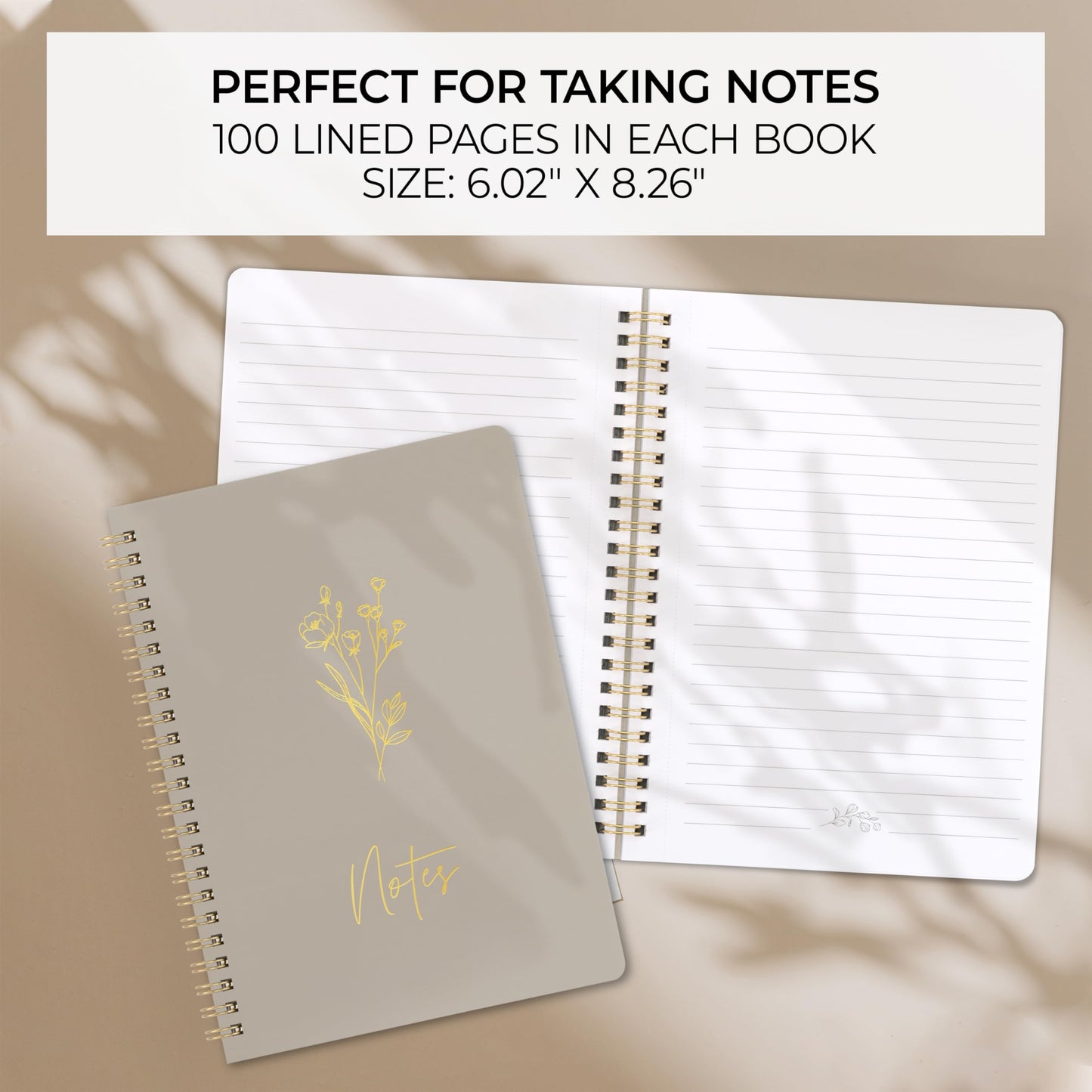 ZICOTO Aesthetic Spiral Notebook Set of 3 For Women - Cute College Ruled 8x6 Journal/Notebook with Large Pockets And Lined Pages - Perfect Supplies to Stay Organized at Work or School