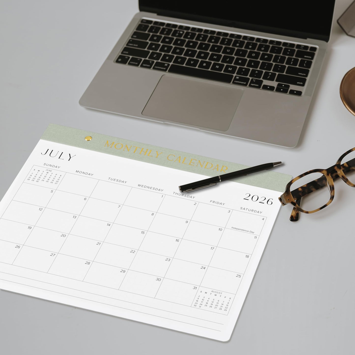 Aesthetic 2026-2027 Desk Calendar - Runs From January 2026 Until July 2027 - Minimalistic Office Desktop/Wall Calendar 14.5"x11.5" for Easy Organizing