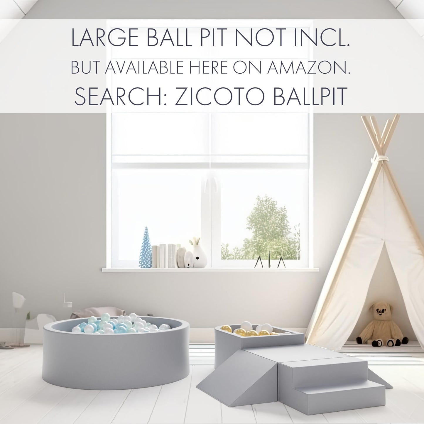 ZICOTO Fun Climbing Toys and Foam Play Area for Toddlers Aged 1-3 - Perfect for Little Ones to Safely Learn New Skills - Inside Playground/Gym Set incl. Four Soft Blocks and a Ball Pit