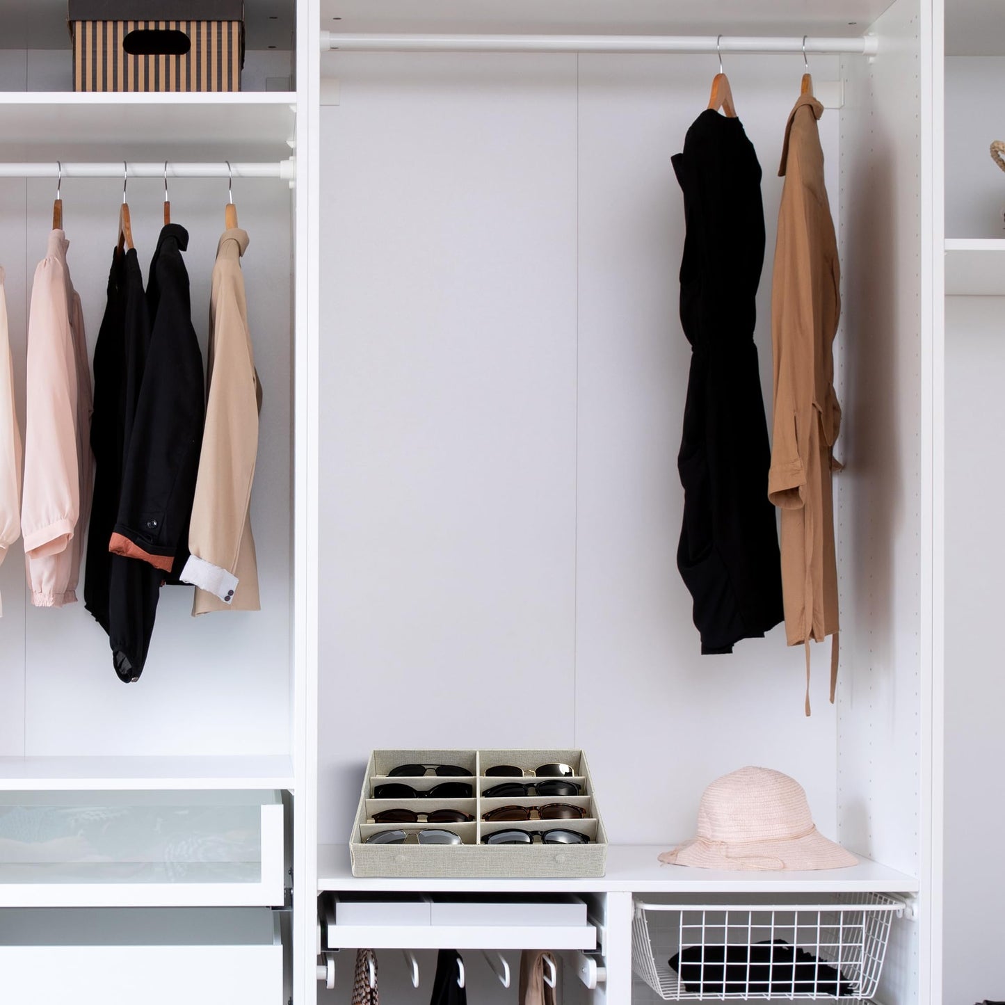 ZICOTO Beautiful Sunglass Storage Organizer For 8 Pairs - A Stylish Linen Case Protects and Displays All Your Glasses - The Perfect Storage Organizer To Hold Multiple Glasses Safe and Dust Free