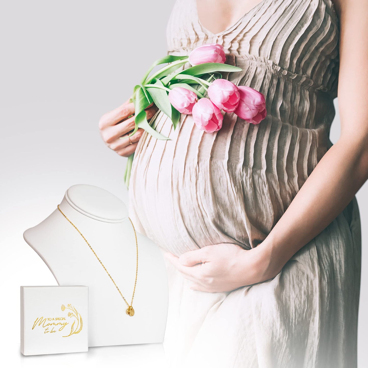 Beautiful Necklace For The First Time Mom to Be - Unique 14k Gold Dipped Pregnancy Gift For The Expecting Mommy to Be - Beautiful Sterling Silver Necklace For Women That Fits Perfect to Every Outfit