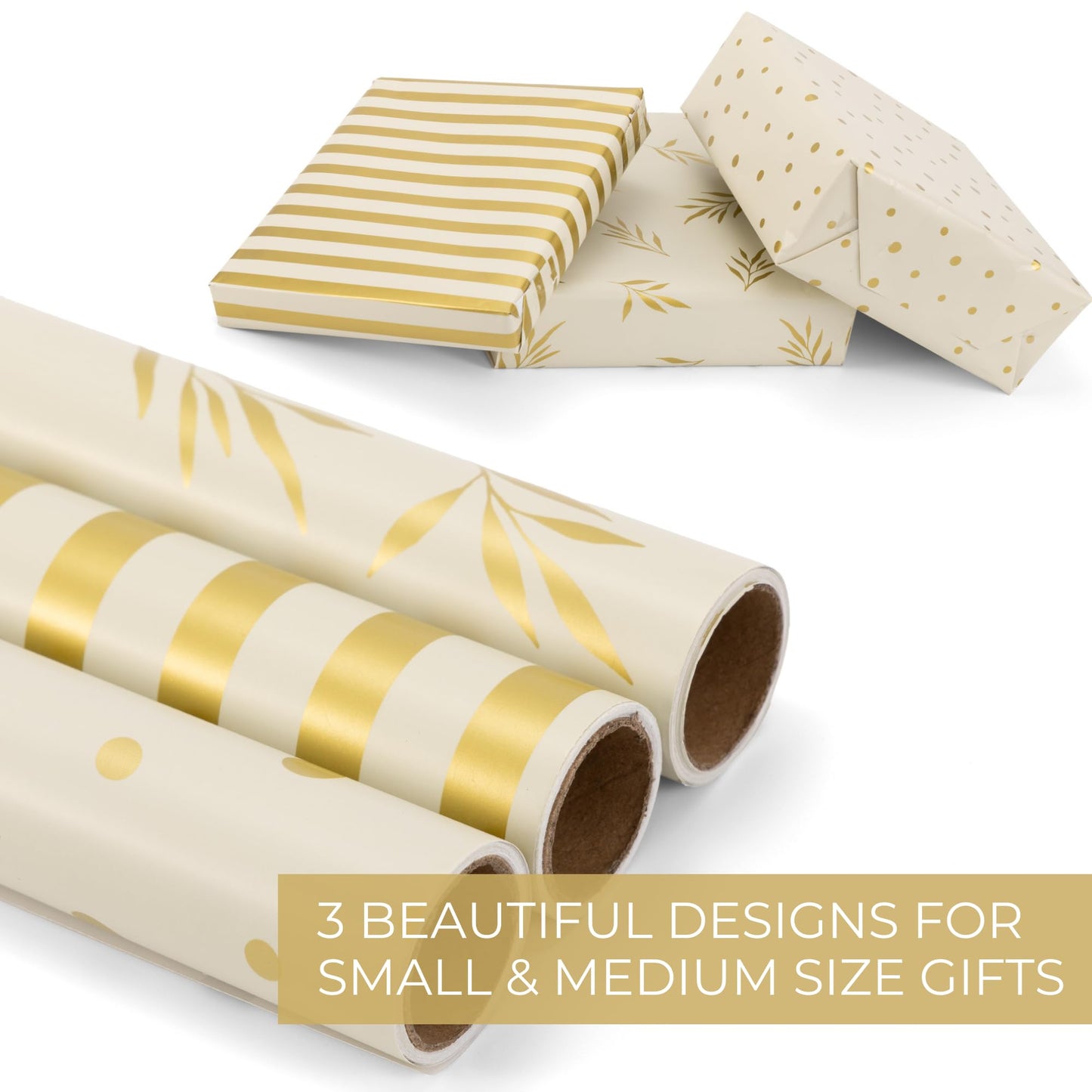 ZICOTO Beautiful Gift Wrapping Paper Rolls for All Occasions - Set of 3 Quality Rolls For Wedding, Birthday, Baby Shower & Christmas - Add a Touch of Magic to Every Gift You Wrap - 17 x 120 in