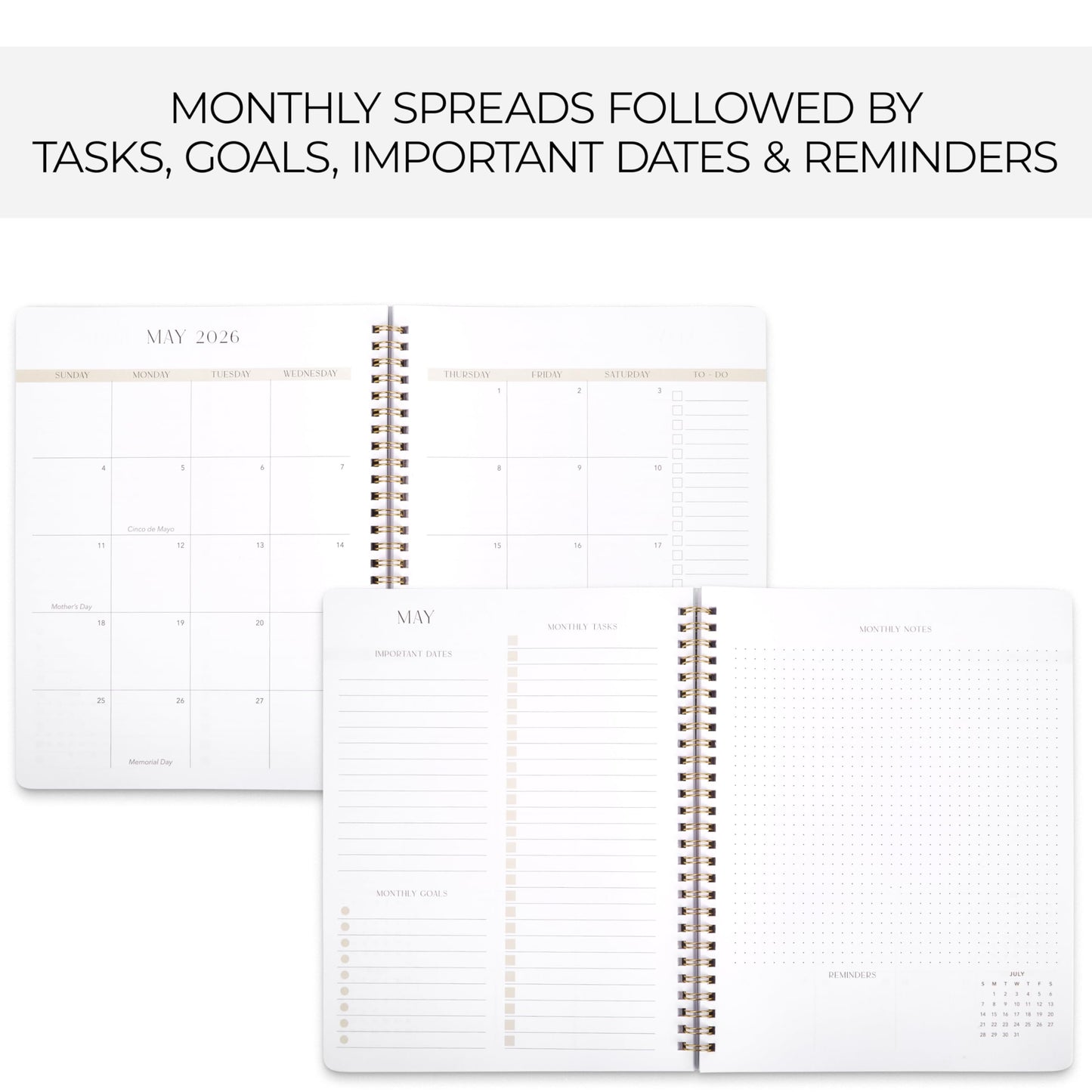Beautiful 2025-2026 Monthly Planner and Calendar Book - Aesthetic To Do List Notebook That Easily Organizes Your Tasks to Boost Productivity - Runs From January 2025 Until December 2026