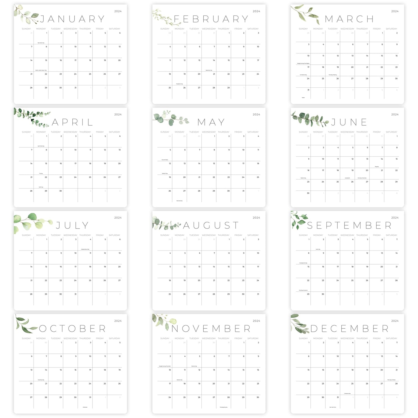 Beautiful 2024 Magnetic Fridge Calendar - Runs from January 2024 Until July 2025 - The Perfect Monthly Refrigerator Calendar With Greenery Designs for Easy Organizing