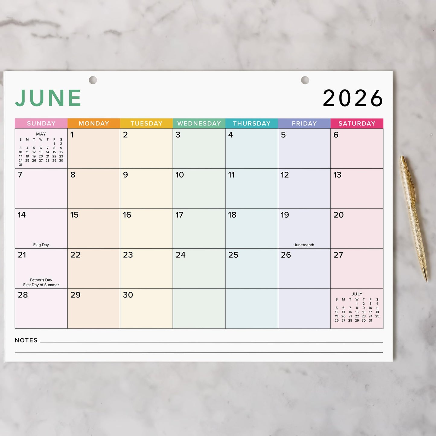 Colorful 2026 Desk Calendar - Runs From January 2026 Until July 2027 - Large Easy to Track Office Desktop/Wall Calendar 16"x12" for Effortless Organizing