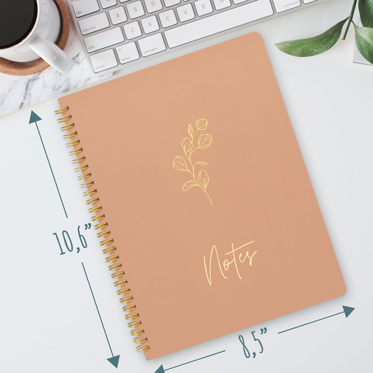 ZICOTO Aesthetic Spiral Notebook Journal For Women - Cute 10.5" x 8.5" College Ruled Notebook With Large Pockets And Lined Pages - Perfect to Stay Organized and Boost Productivity at Work or School