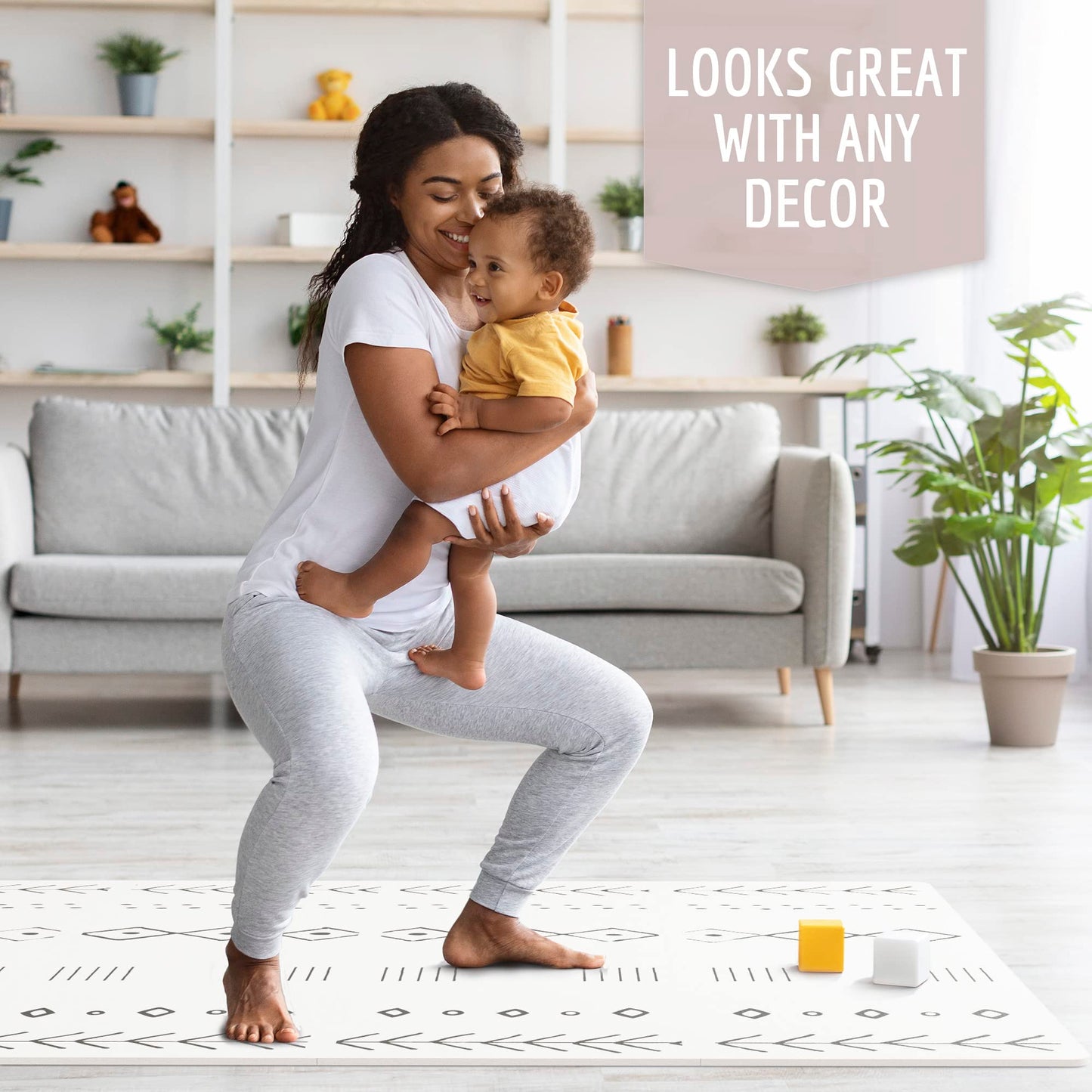Stylish Baby Play Mat for Your Baby Boy or Girl - Large and Soft Floor Mat Creates A Safe Play Area for Little Ones - A Beautiful Playmat Made of Soft Foam Tiles Fits Nicely As A Kids Playroom Rug