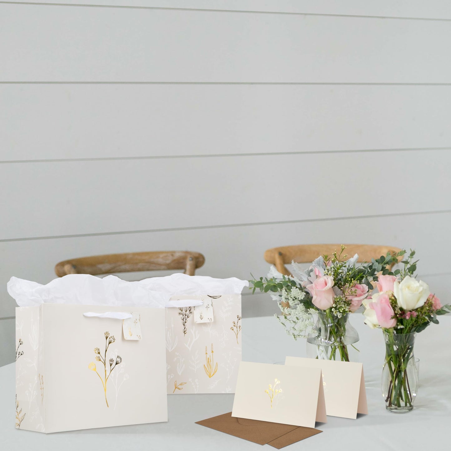 Beautiful Gift Bags Set of 2 - Large 13" Bags with Handles incl. Matching Tissue Paper, Cards & Stickers - Reusable and Perfect For Presents of Any Birthday, Weddings, Mothers Day & Special Occasion