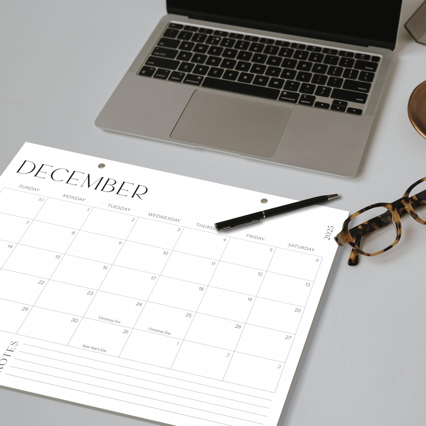 Aesthetic Desk Calendar 2025-2026 - Runs from January 2025 Until July 2026 - Minimalistic Office Desktop/Wall Calendar 16"x12" for Easy Organizing