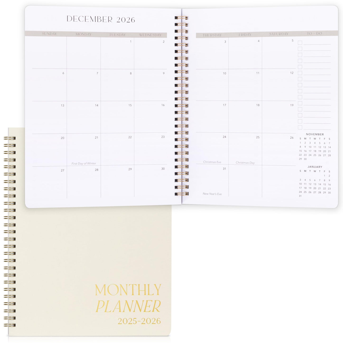 Beautiful 2025-2026 Monthly Planner and Calendar Book - To Do List Notebook That Easily Organizes Your Tasks to Boost Productivity - Runs From January 2025 Until December 2026