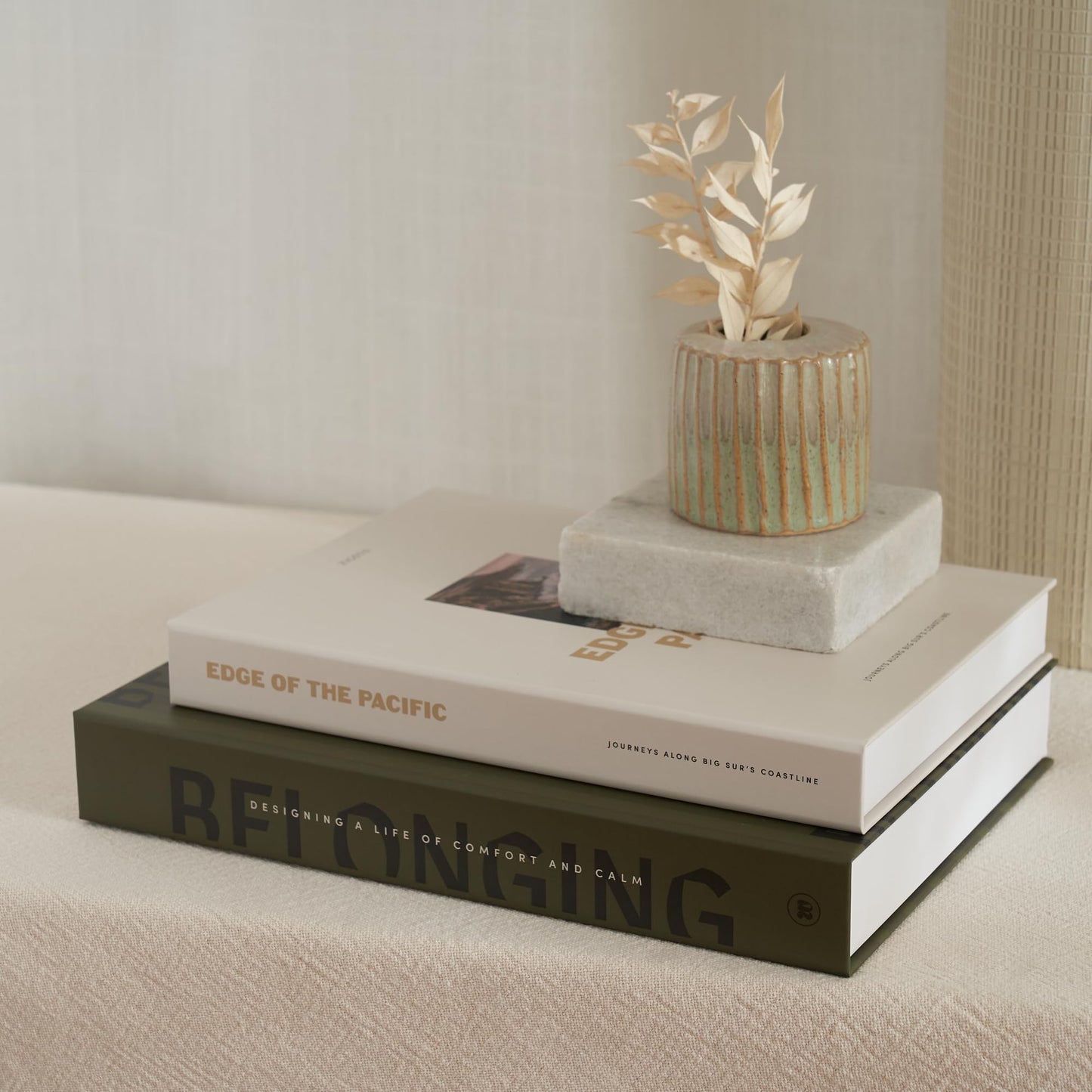 ZICOTO Beautiful Decorative Book Boxes – Set of 2 Faux Books with Lids, Paper-Covered Storage for Coffee Table, Bookshelf or Mantel – Modern Photo & Keepsake Organizer