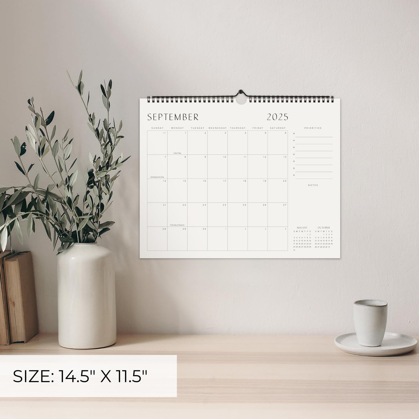 Beautiful 2025-2026 Wall Calendar - Runs from January 2025 until July 2026 - 14.5"x11.5" Office Wall Calendar for Easy Organizing