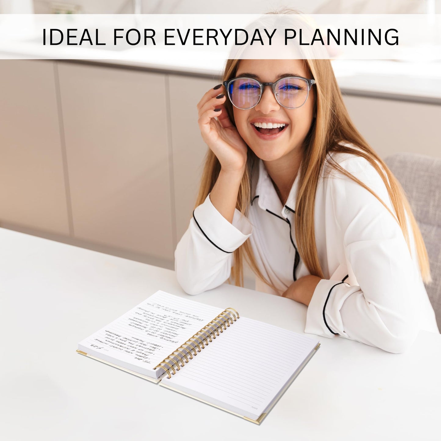 Aesthetic Thick Spiral Notebook Journal For Women in B5 Format - Modern Linen Hardcover College Ruled Note Book With 300 Lined Pages - Perfect For Writing And Staying Organized at Work or School