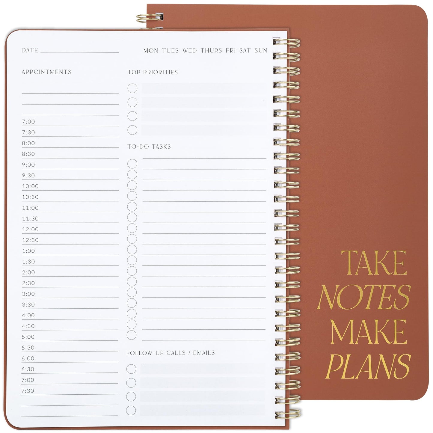 Beautiful Daily Planner And Notebook With Hourly Schedule - Aesthetic Spiral To do List Notepad to Easily Organize Your Work Tasks And Appointments - The Perfect Office Supplies For Women