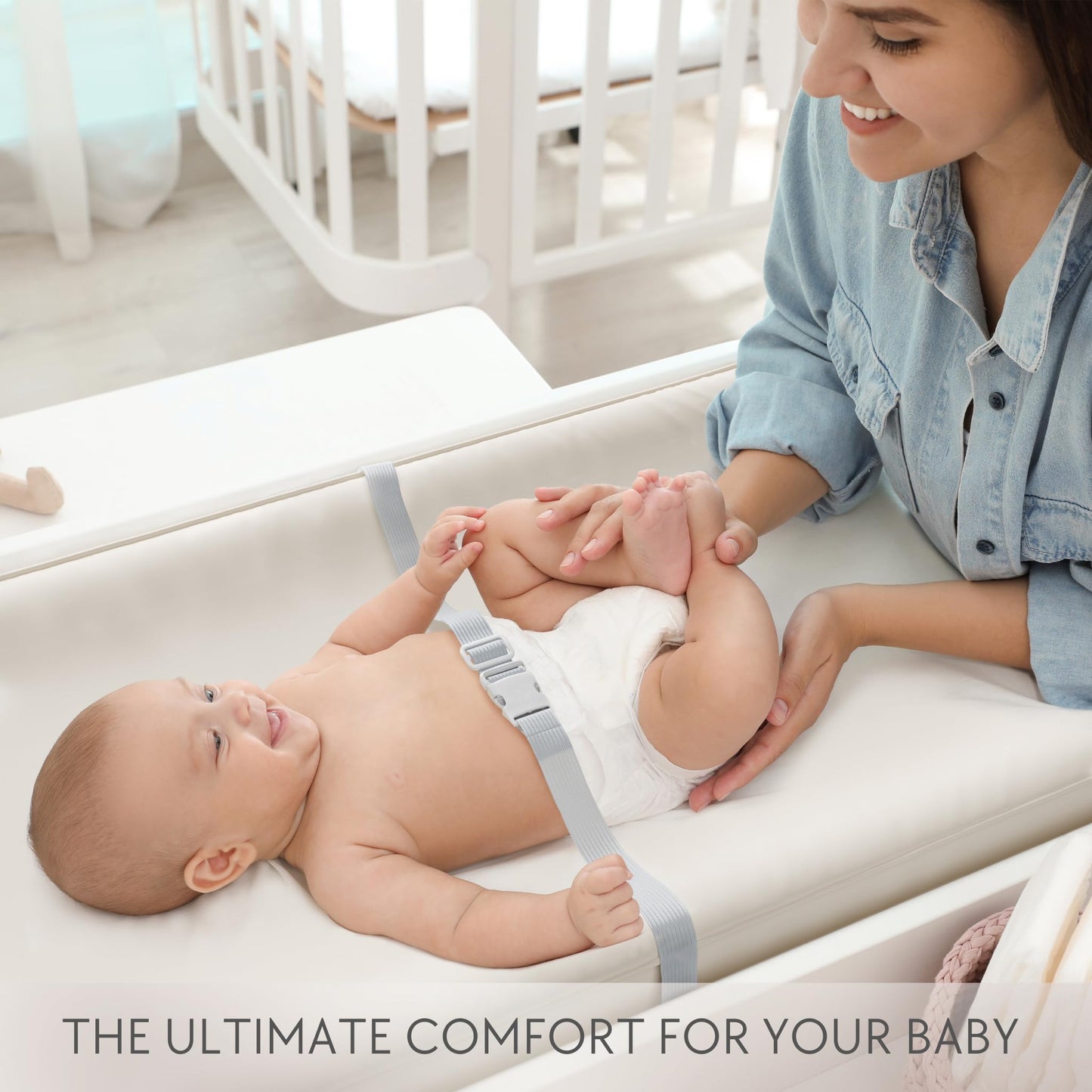 Soft Baby Diaper Changing Pad with Cotton Cover - Waterproof Changing Table Topper with Washable Cover and Safety Straps Fits All Standard Dressers - The Perfect Pad for Your Baby Girl or Boy