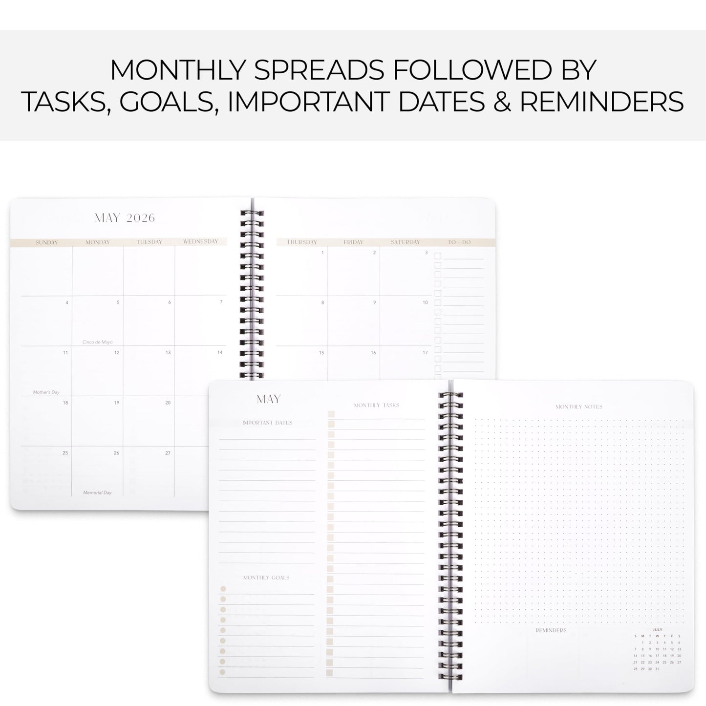 Beautiful 2025-2026 Monthly Planner and Calendar Book - Aesthetic To Do List Notebook That Easily Organizes Your Tasks to Boost Productivity - Runs From January 2025 Until December 2026