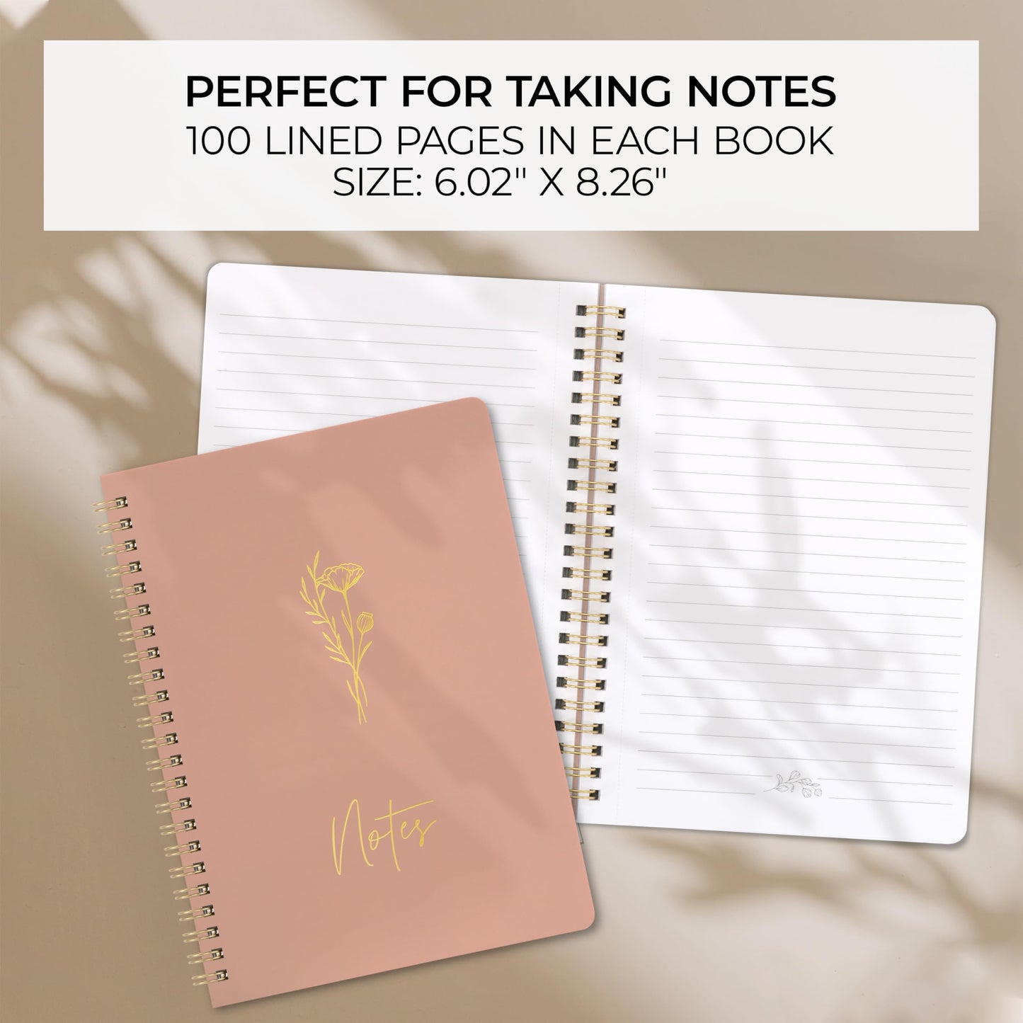 ZICOTO Aesthetic Spiral Notebook Set of 3 - Cute 8x6 College Ruled Journals with Pockets - Perfect for Women to Stay Organized at Work or School