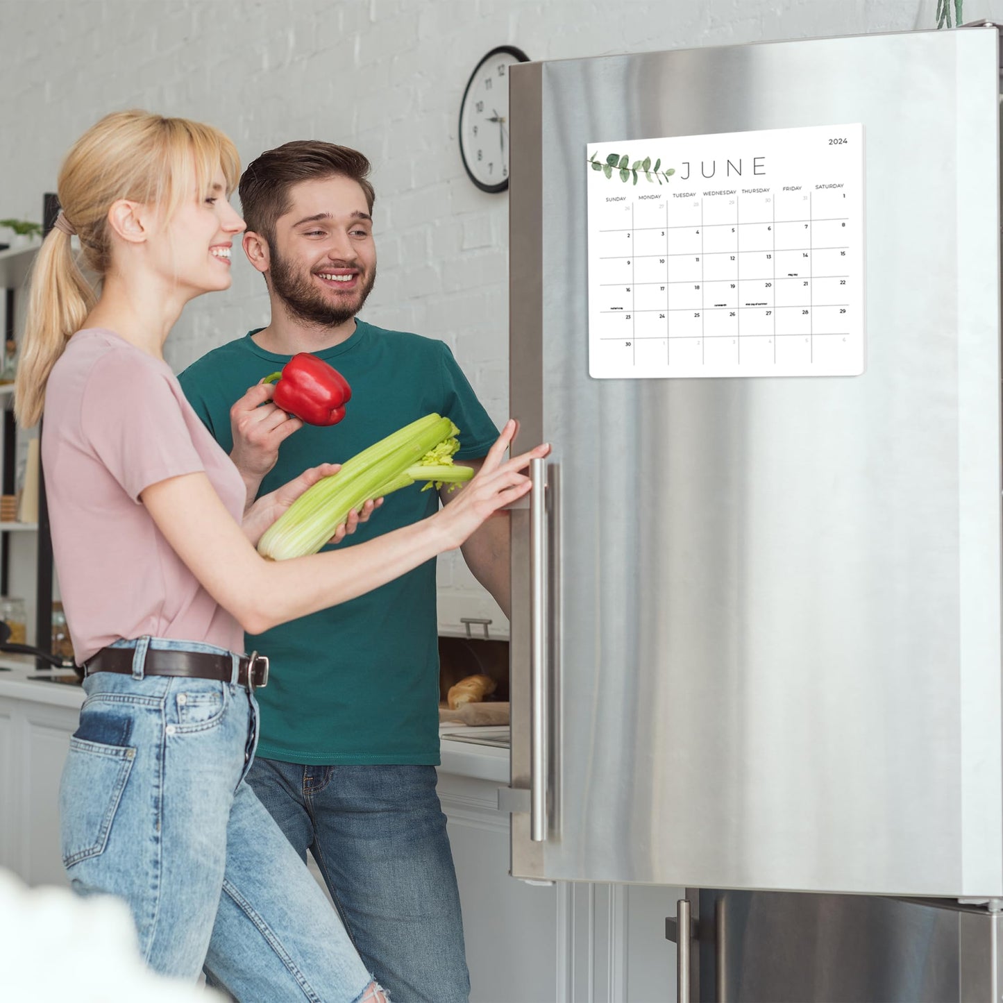 Beautiful 2024 Magnetic Fridge Calendar - Runs from January 2024 Until July 2025 - The Perfect Monthly Refrigerator Calendar With Greenery Designs for Easy Organizing