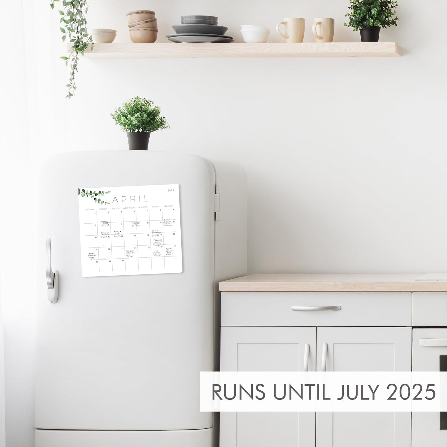 Beautiful 2024 Magnetic Fridge Calendar - Runs from January 2024 Until July 2025 - The Perfect Monthly Refrigerator Calendar With Greenery Designs for Easy Organizing