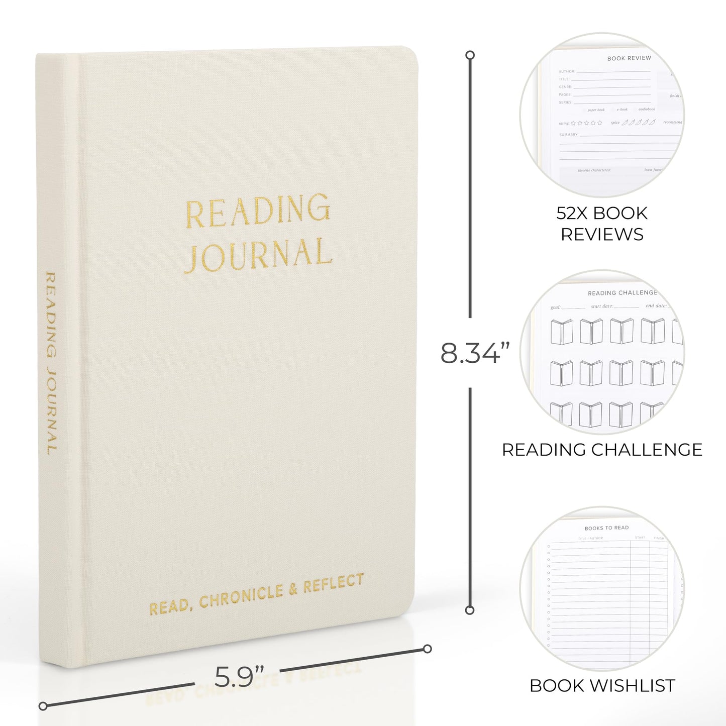 Aesthetic Reading Journal - Modern Book Log For Readers - Perfect Accessories Gift For Book Lovers