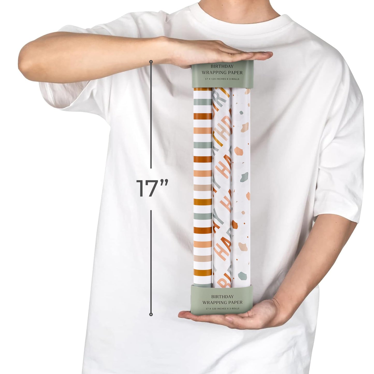 Beautiful Birthday Wrapping Paper - Set of 3 Quality Happy Birthday Paper Rolls For Medium Sized Gifts - Add a Touch of Magic to Every Gift You Wrap - 17 in x 120 in Per Roll For Boys and Girls