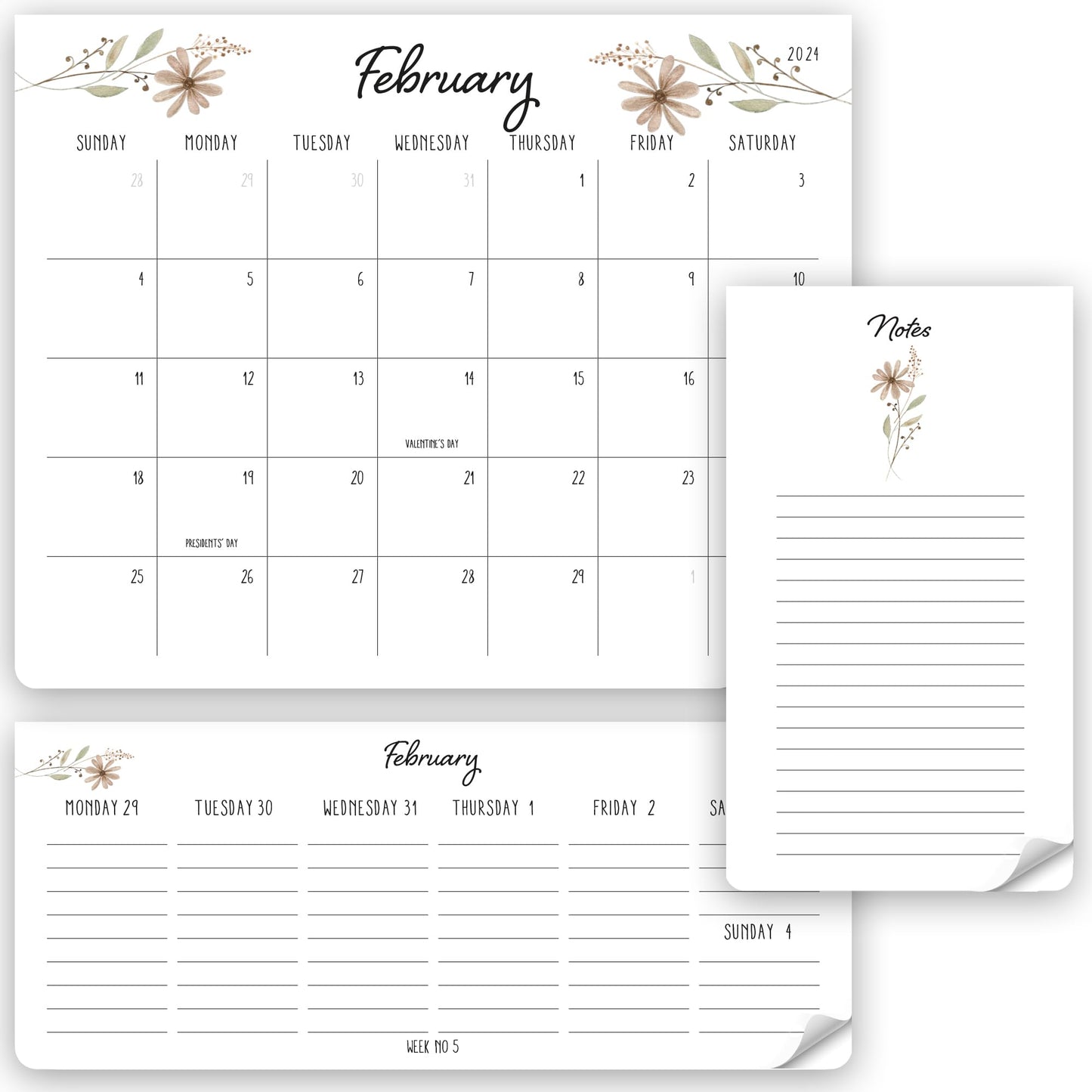 Beautiful 2023 Magnetic Fridge Calendar Set 3 - Runs Until June 2024 - The Perfect Weekly/Monthly Calendar And Notepad With Floral Designs for Easy Organizing