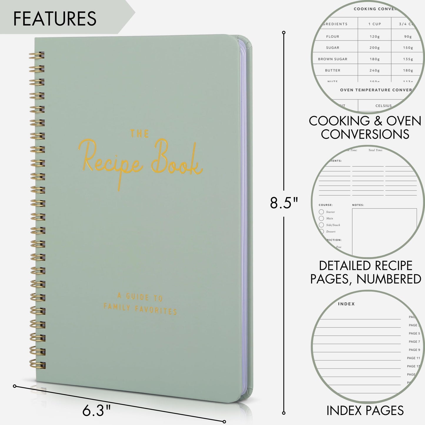 ZICOTO Aesthetic Blank Recipe Book - The Perfect Recipe Notebook to Write in Your Own Recipes - Beautiful Blank Cookbook to Organize Your Recipes