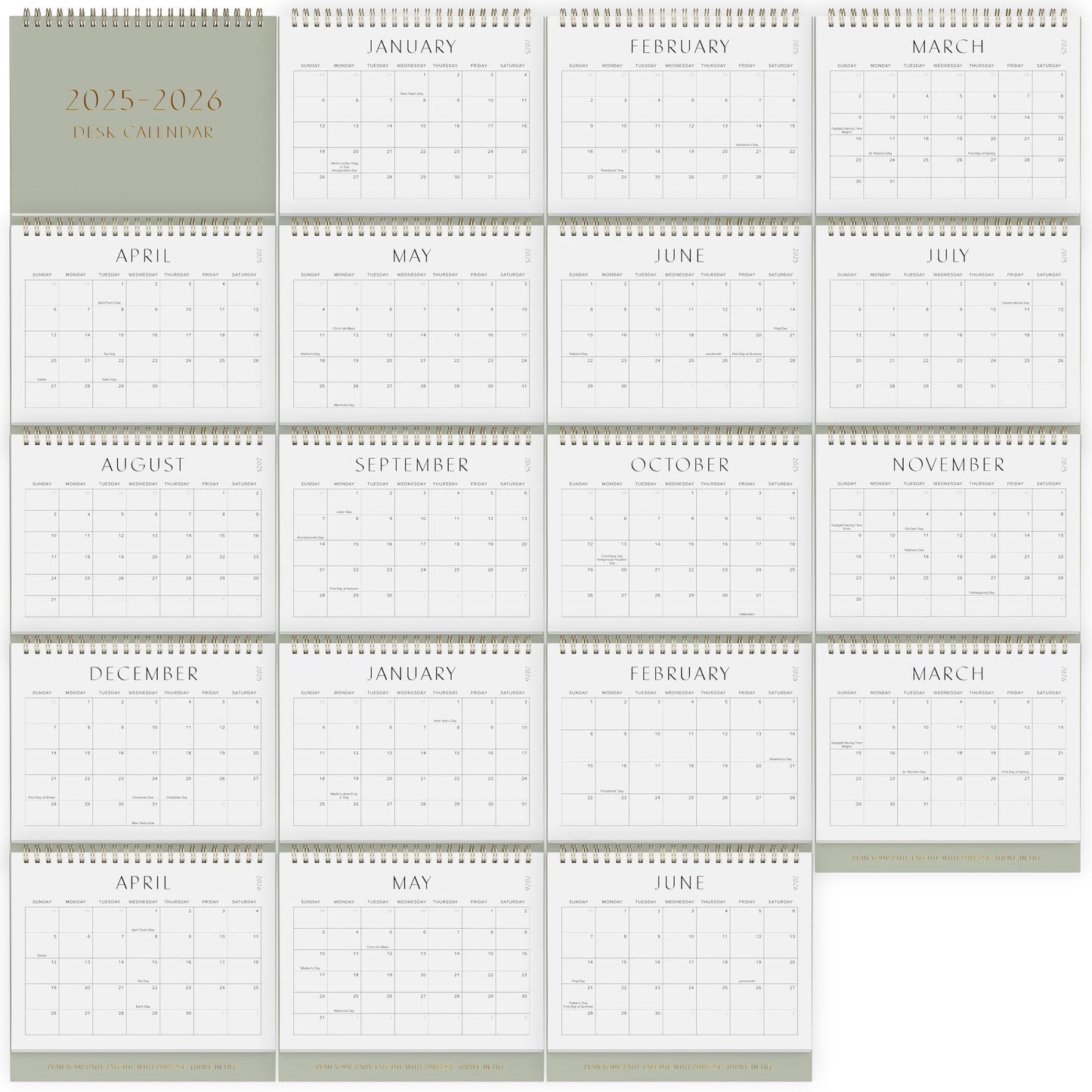 Aesthetic Desk Calendar 2025-2026 - Runs from January 2025 until June 2026 - Beautiful Small Flip Desktop Calendar for Easy Organizing