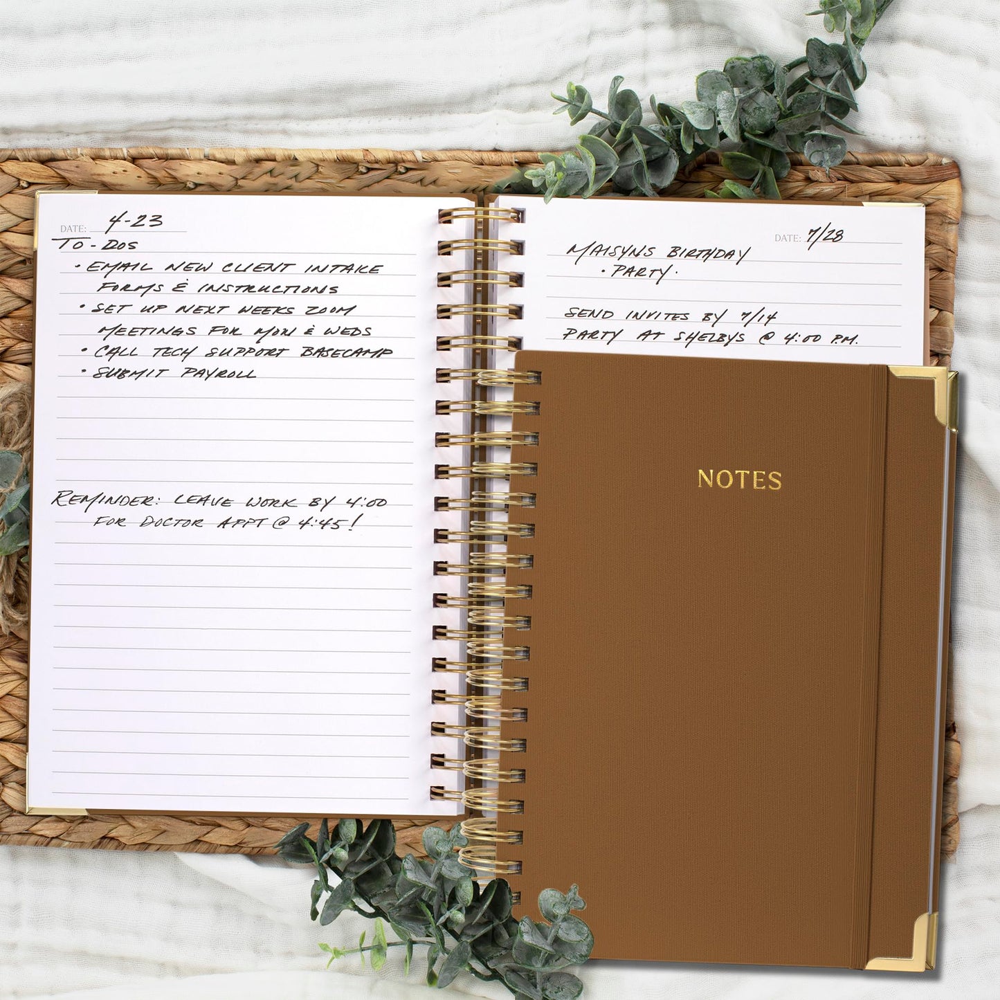 ZICOTO Aesthetic Thick Spiral Notebook Journal For Women in B5 Format - Modern Linen Hardcover Wide Ruled Note Book With 300 Lined Pages - Perfect For Writing And Staying Organized at Work or School