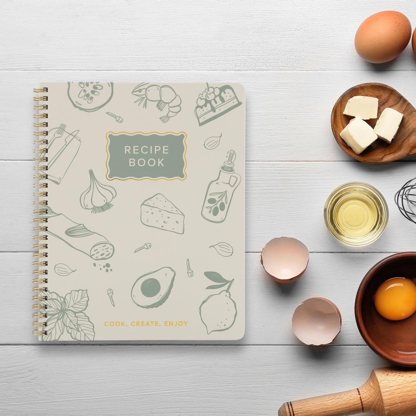 ZICOTO Large Blank Recipe Book with Waterproof Cover – Aesthetic Recipe Notebook to Write and Organize Your Own Recipes – Beautiful DIY Cookbook Journal