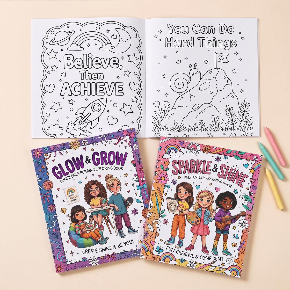 Beautiful Coloring Books for Teens Set of 2 - Perfect to Boost Confidence